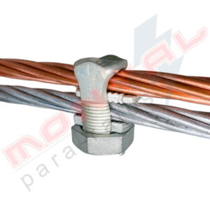 aplicação split-bolt bimetálico com um cabo de cobre e um de alumínio