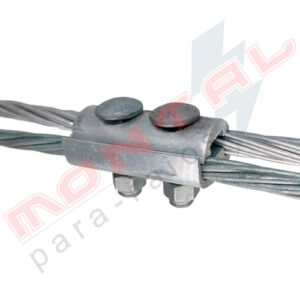 aplicação conector união paralela com um cabo de alumínio e um cabo de aço